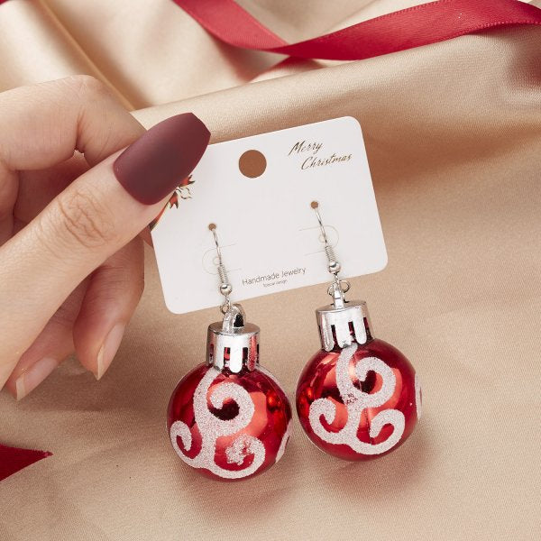 Large Christmas Bauble dangle earrings - red/white