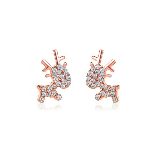 Comic Reindeer stud earrings - Red