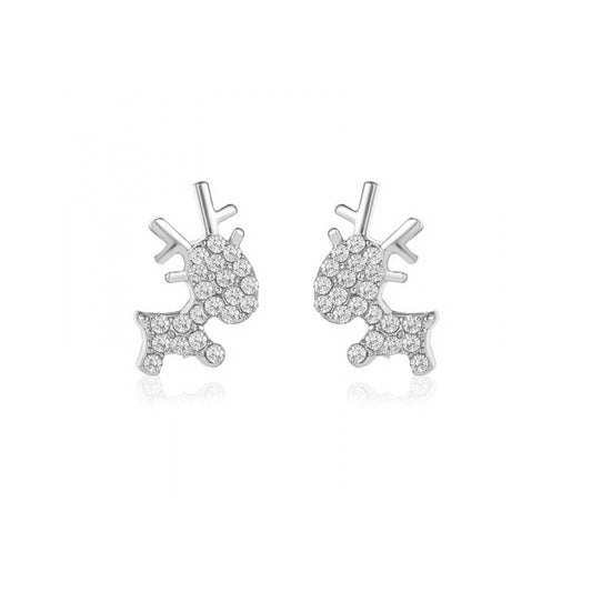 Comic Reindeer stud earrings - Silver