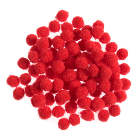 Red Pom Poms, RED 7mm