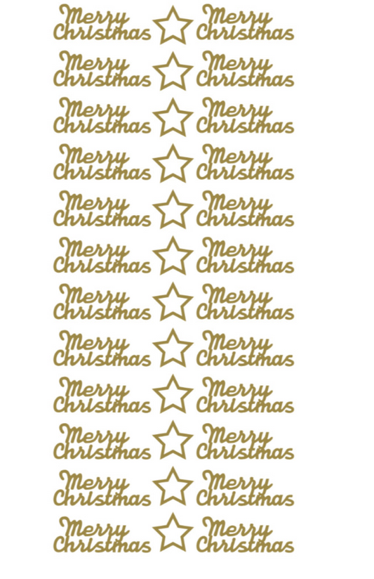 Merry Christmas and Stars Stickers - Gold