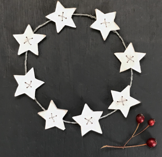 White wooden star small wreath - East Of India