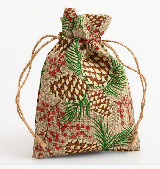 Pine Cone Hessian Bags 2 pack