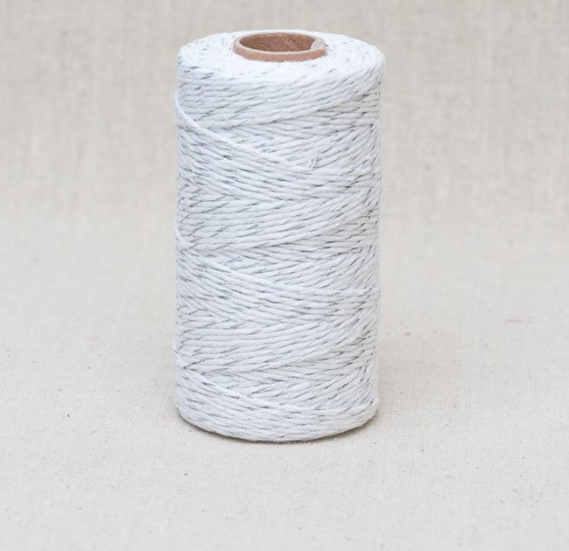 Sparkly Baker's Twine 2mm x 100mm - white with gold or silver