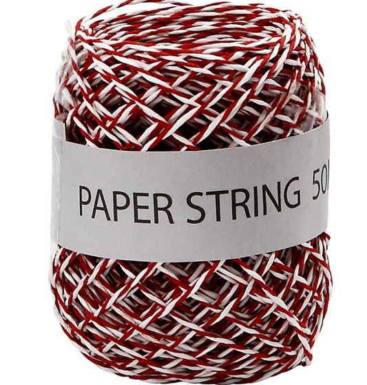 Paper String 1mm x 50mm - red/white