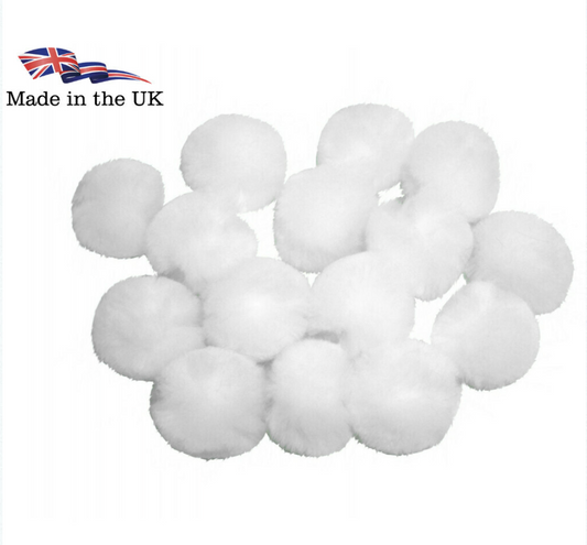 25mm white Pom Poms - Pack of 10