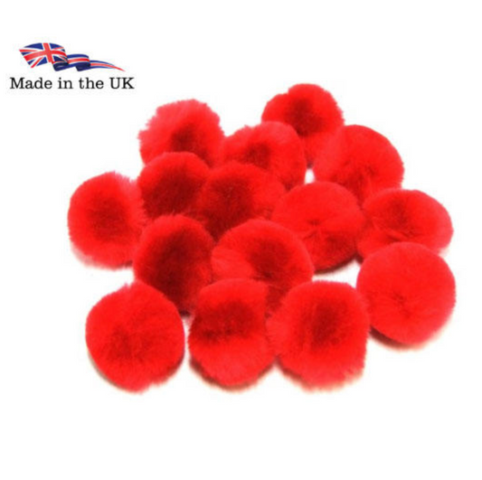 40mm Red Pom Poms - Pack of 5