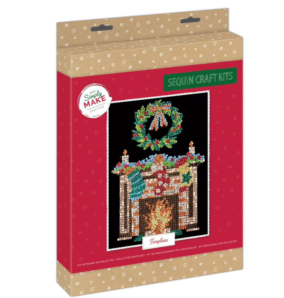 Sequin Craft Kit Christmas Fireplace - Docraft Simply Make