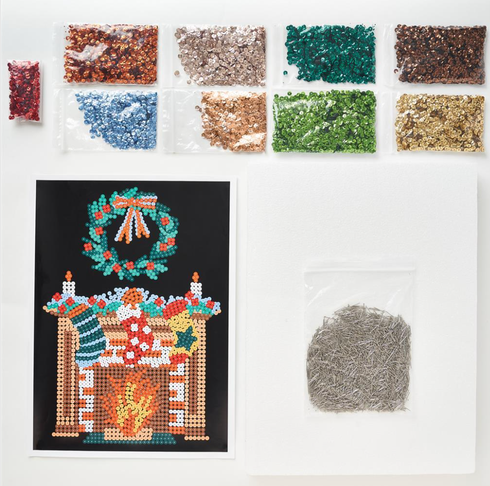 Sequin Craft Kit Christmas Fireplace - Docraft Simply Make