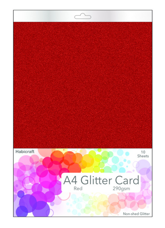 A4 Glitter Card Red