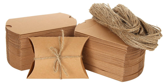 Kraft Pillow Box 9x7cm with Jute String