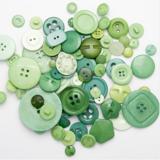 50g Bag of Mixed Assorted Green Buttons