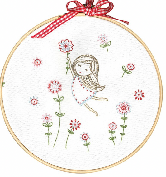 Girl in a Red Dress Printed Embroidery Kit