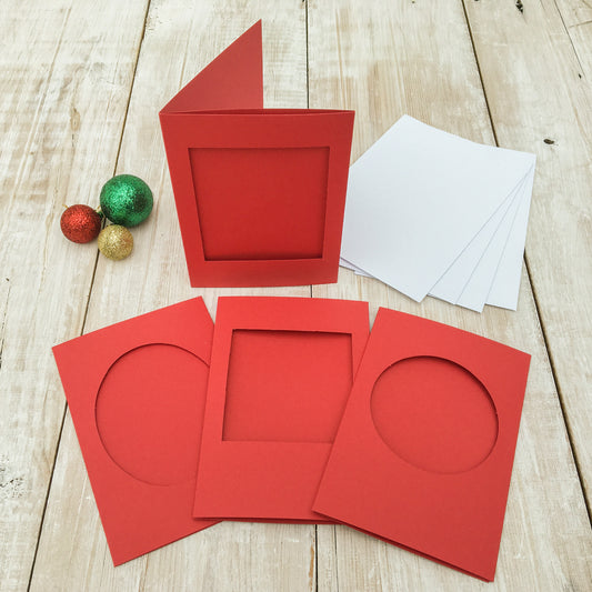 Christmas window card red 4 pack