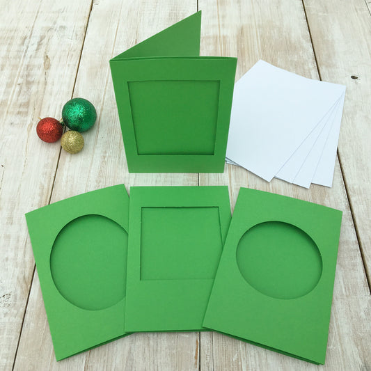 Christmas window card green 4 pack