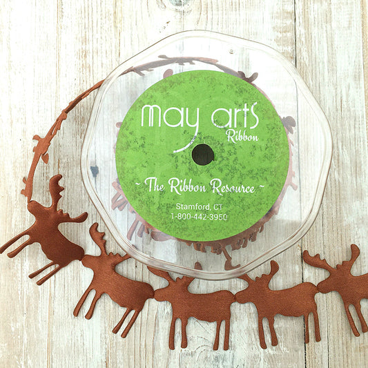 45mm Reindeer silhouette ribbon - brown