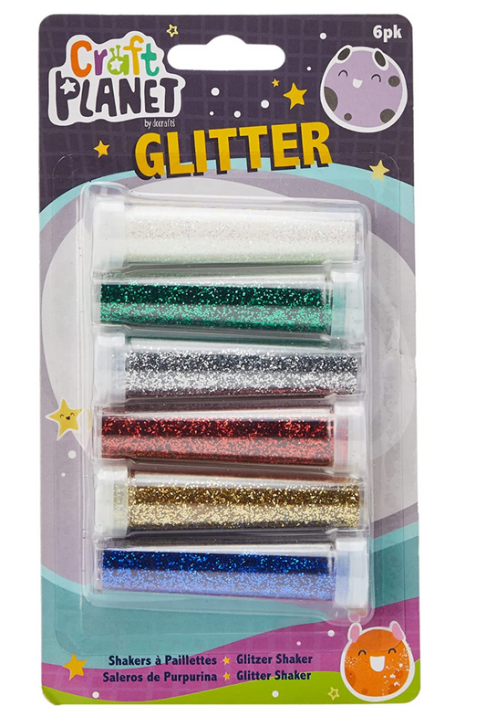 Craft Planet Christmas Glitter Shakers - 6 colours